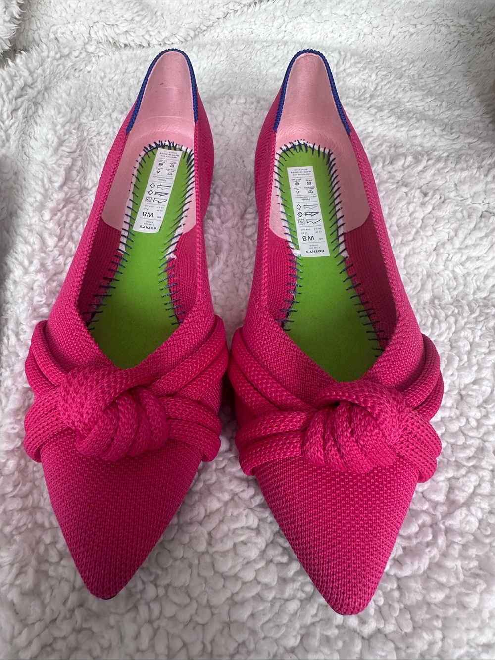Rothy's Hot Pink Pointed-Toe Knot Flats - Picture 6 of 10